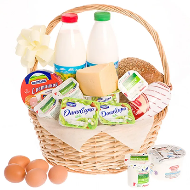 Корзинка свежих продуктов с хлебом и молоком, доставка Жирновск